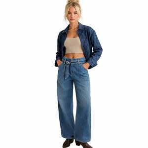 We The Free Womens Jeans 29 NWT Blue Jay Belted Boyfriend‎ Slouchy Relaxed Wide